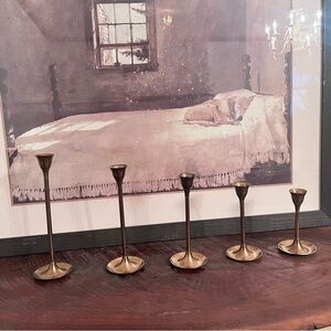 Vintage Brass Candlestick Holder Set